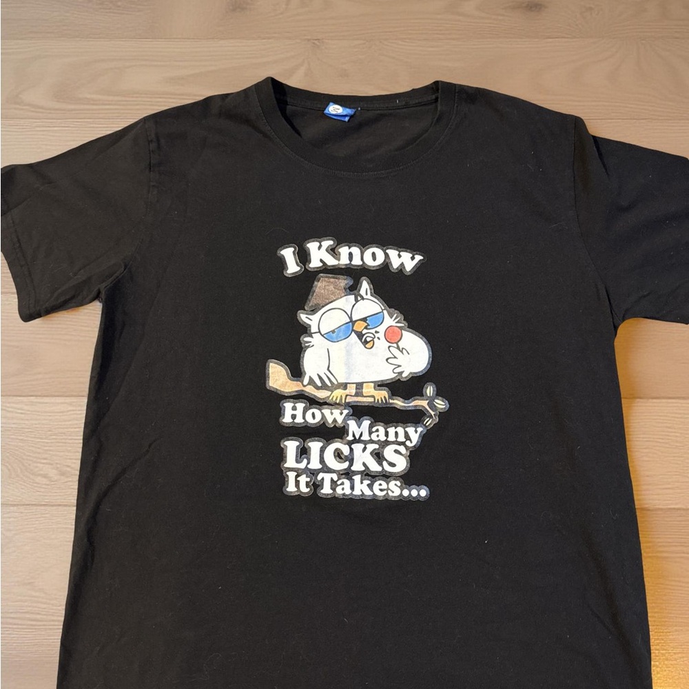 Humorous Black T-Shirt with Owl Graphic